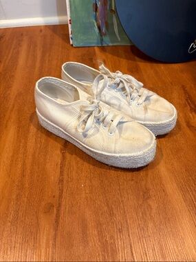 Superga platform white sneakers